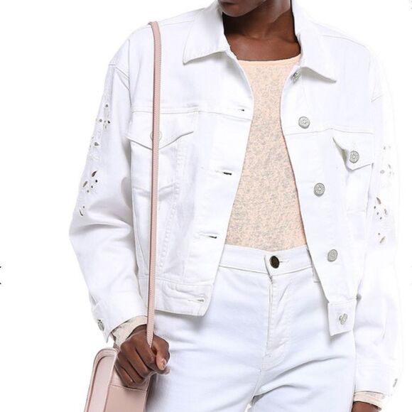 Joie White Jean Jacket Roslena Broderie Anglaise Jean Jacket New Size Medium - Picture 1 of 7